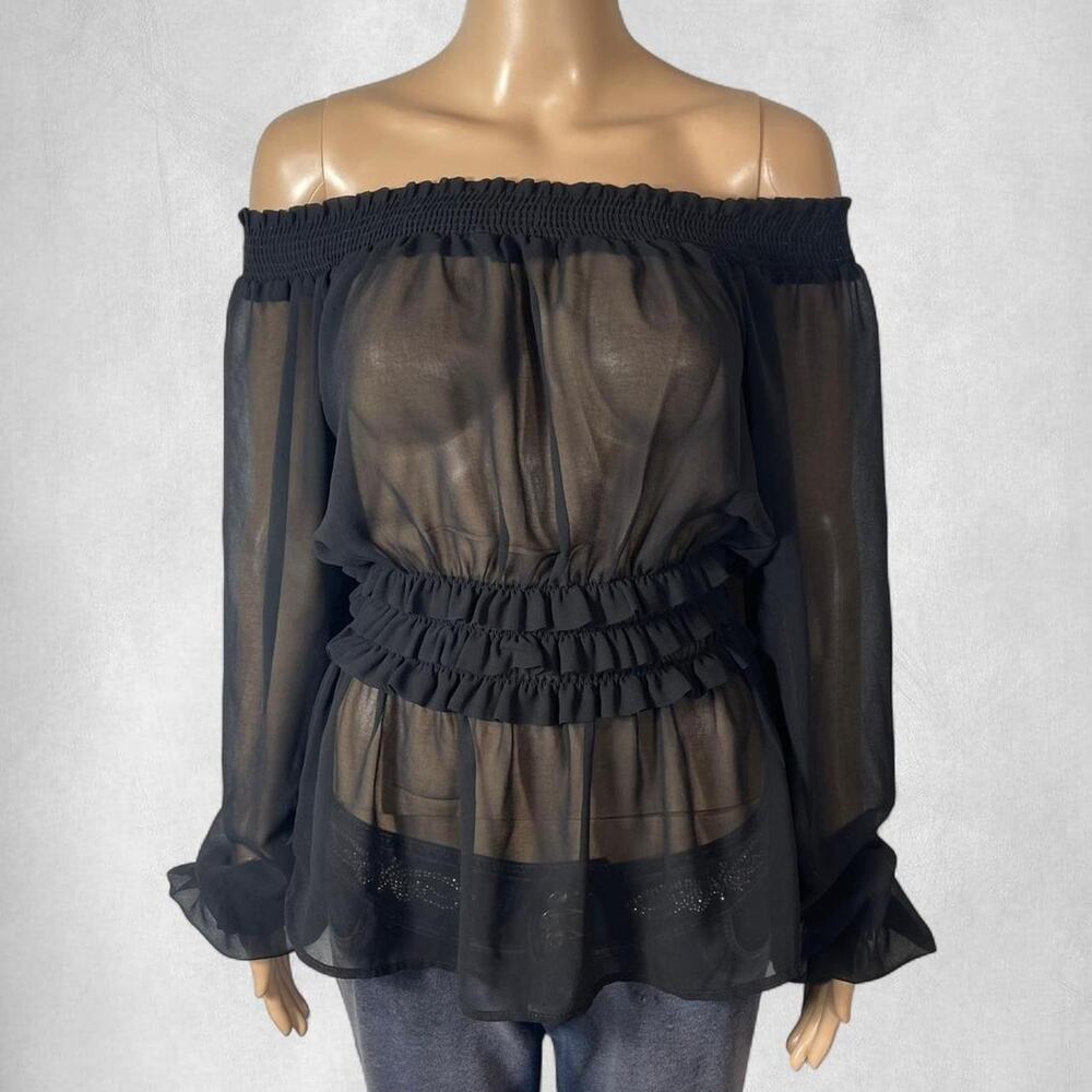 Black off the shoulder ruffle